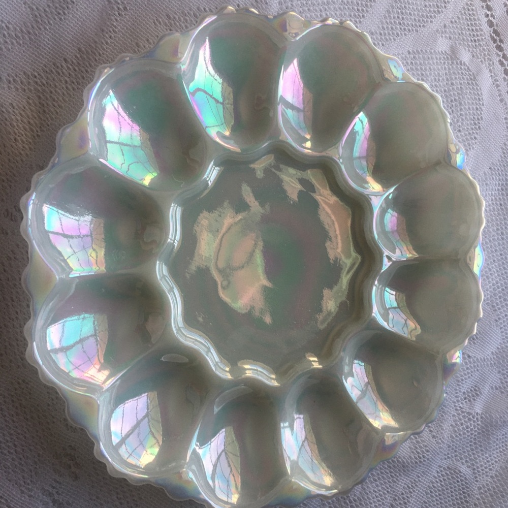 Vintage Rare Fire King Egg Platter Aurora